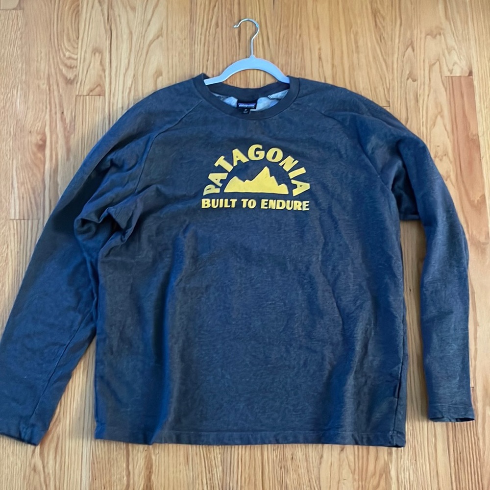 PATAGONIA HEATHER GREY COTTON LONG SLEEVE T-SHIRT
